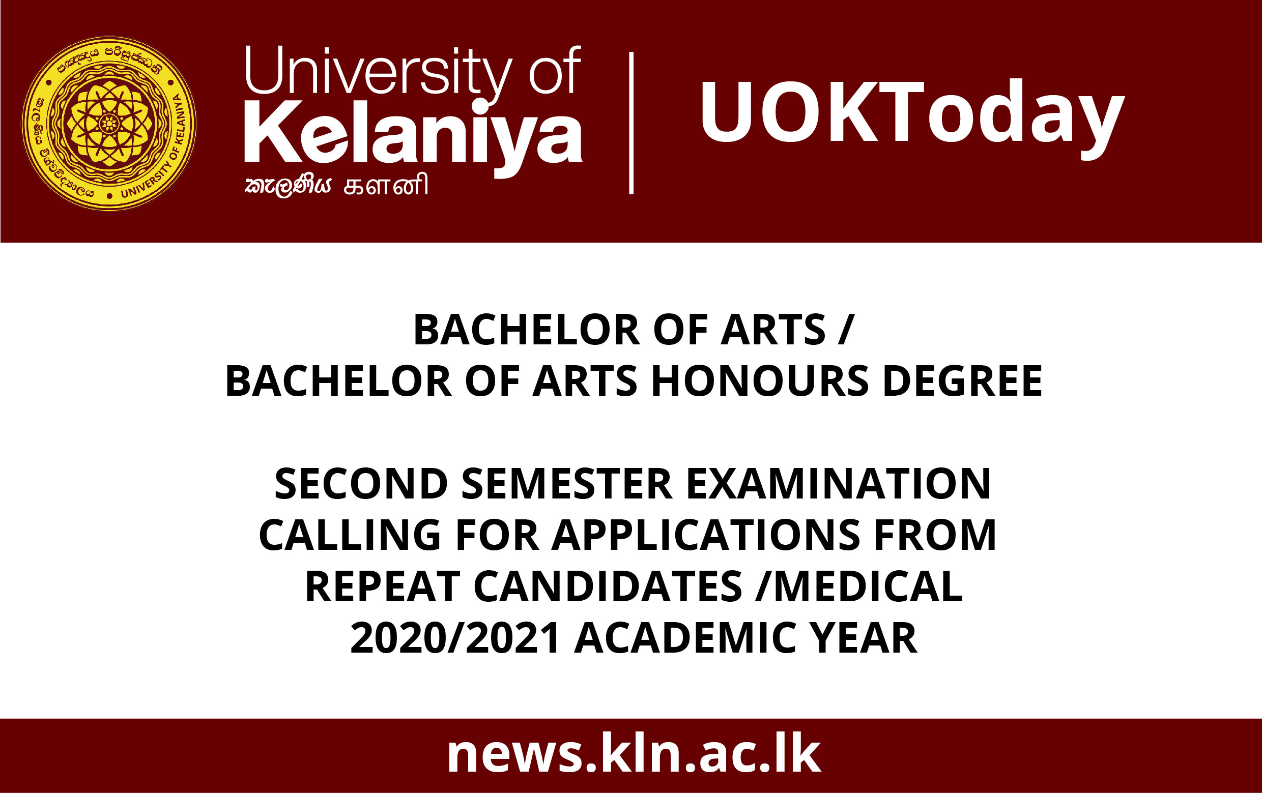 UOK Today - CALLING FOR APPLICATIONS FROM REPEAT CANDIDATES /MEDICAL ...